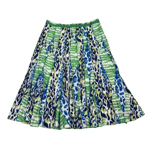 Focus Lifestyle Dresses & Skirts - Focus Lifestyle Womens 10 Green Blue Abstract Animal Print Cotton Midi Skirt